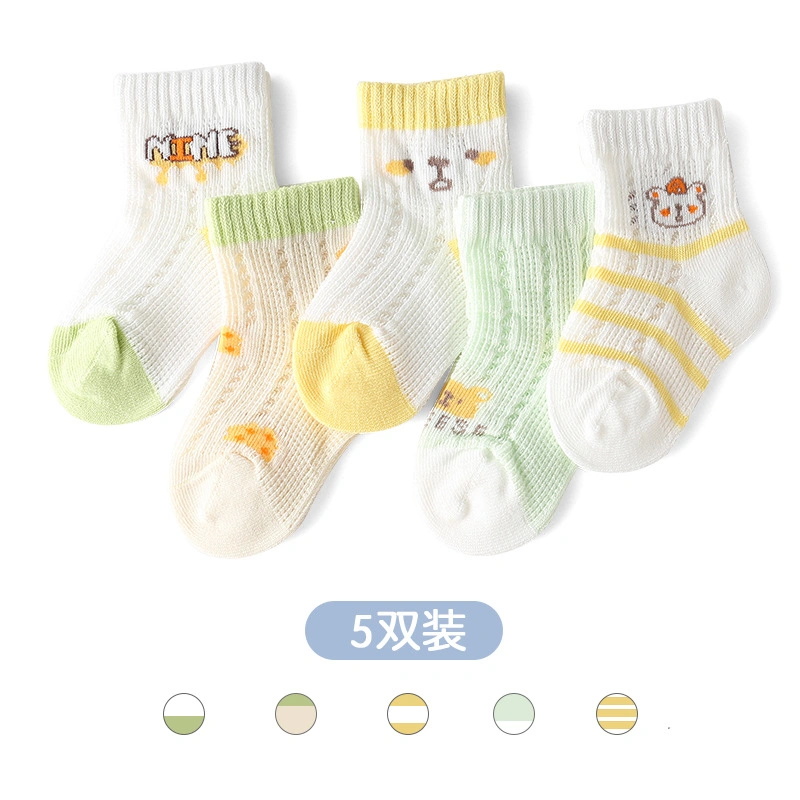 Wholesale Children′s Cartoon Mesh Breathable Non-Slip Baby Antibacterial Socks